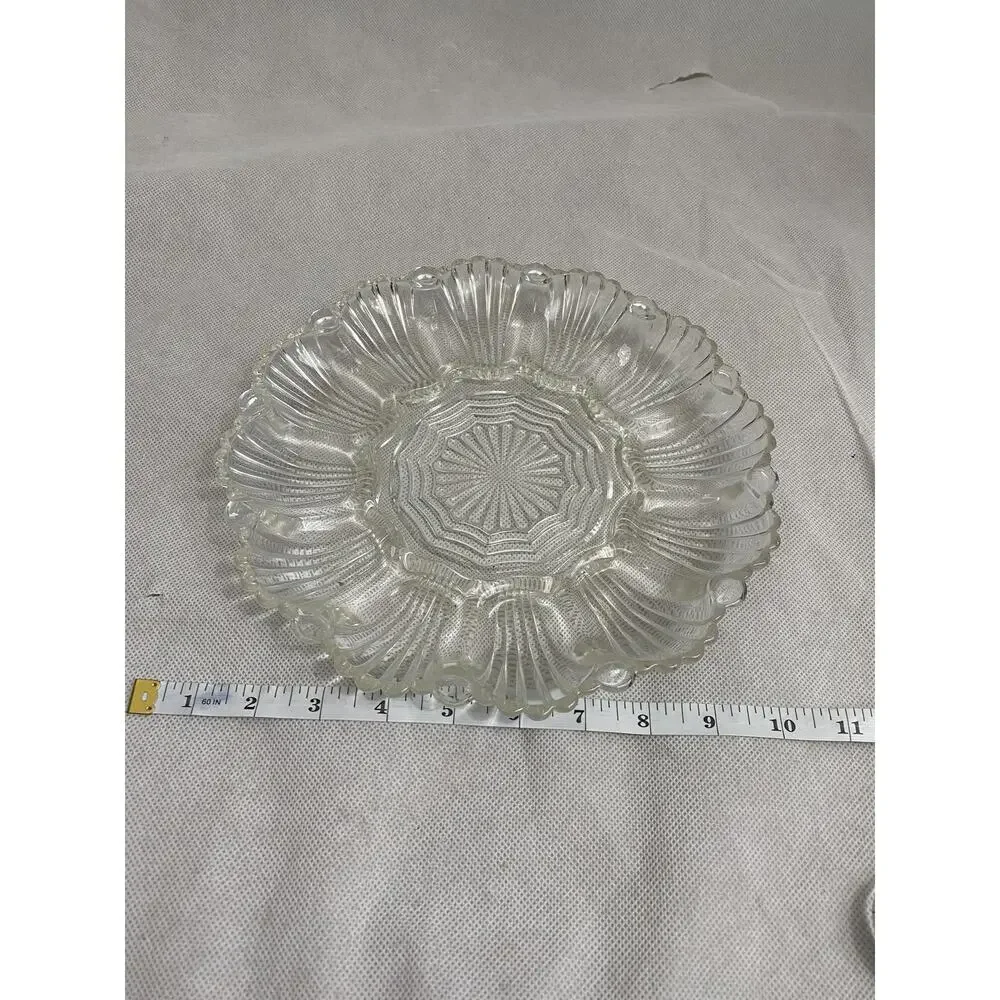 Deviled Egg Oyster Platter vintage ‎ 10x10x1